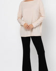 Μπλούζα μακρυμάνικη ριπ oversized Μαύρο & Cream
