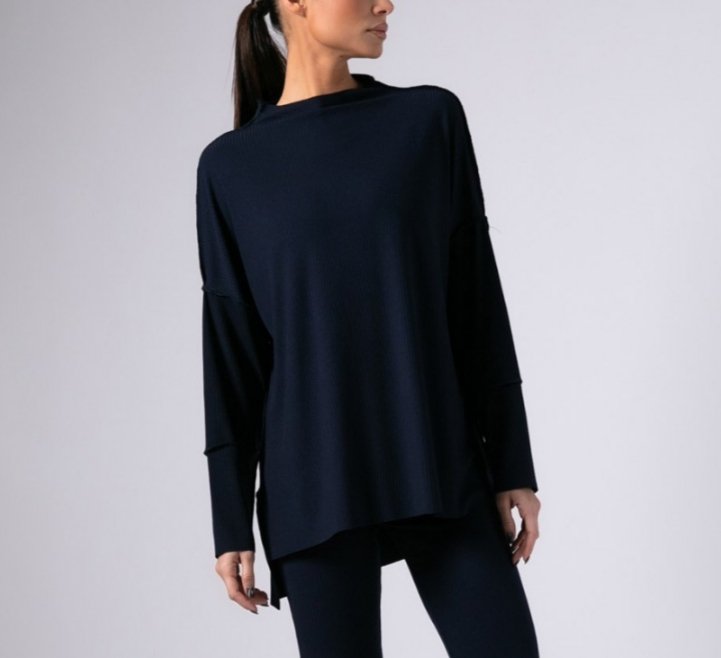 Mπλούζα μακρυμάνικη με εξωτερικές  ραφές ΑΝΘΡΑΚΙ   Black - Navy - Wine ginger
