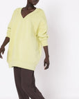 Μπλούζα φούτερ χνούδι oversized με "V" Lime