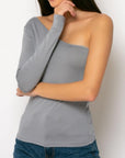 Μπλουζάκι στενό με ένα μανίκι Γκρι