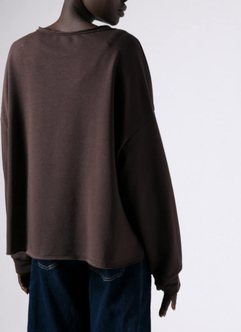 Μπλούζα φούτερ αχνούδιαστο oversized Plum - Dark brown - Dusty pink